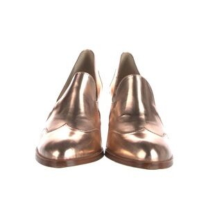 The Office of Angela Scott gold Patent Leather D'Orsay Pumps